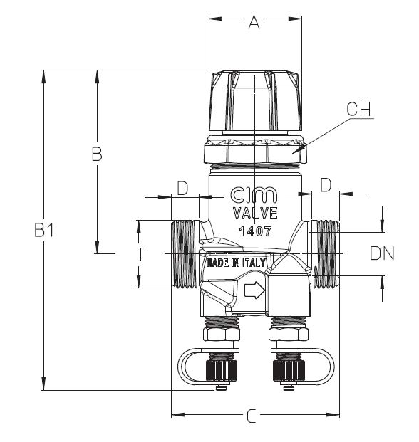 Клапан регулирующий MVI BL.610 1 1/4″ Ду32 Ру25 Kvs = 2.65 м³/ч материал корпуса - латунь, НР